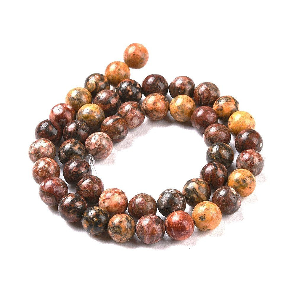 Brown/Pink Pilbara Jasper Beads Plain Round 8mm Strand Of 45+