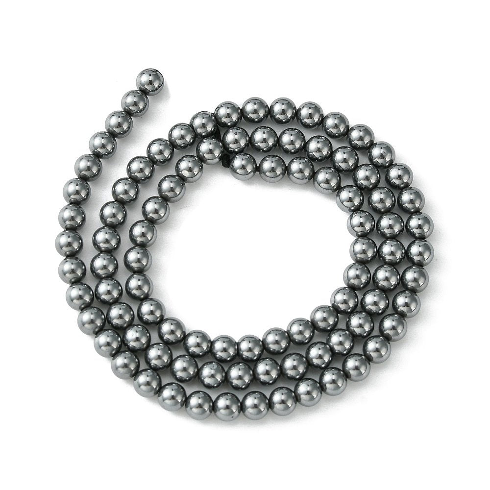 Silver Terahertz Beads Plain Round 4mm Strand Of 90+