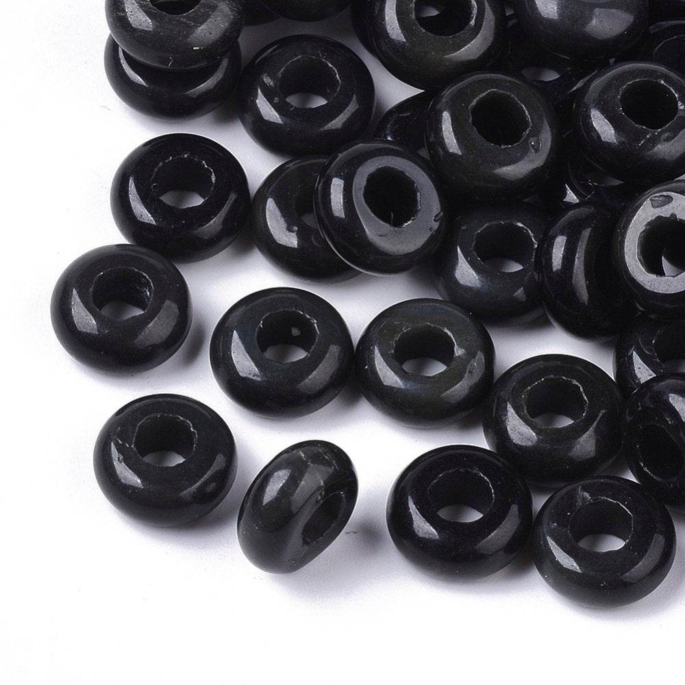Black Onyx Beads Large Hole European 10 x 5mm Pack Of 10