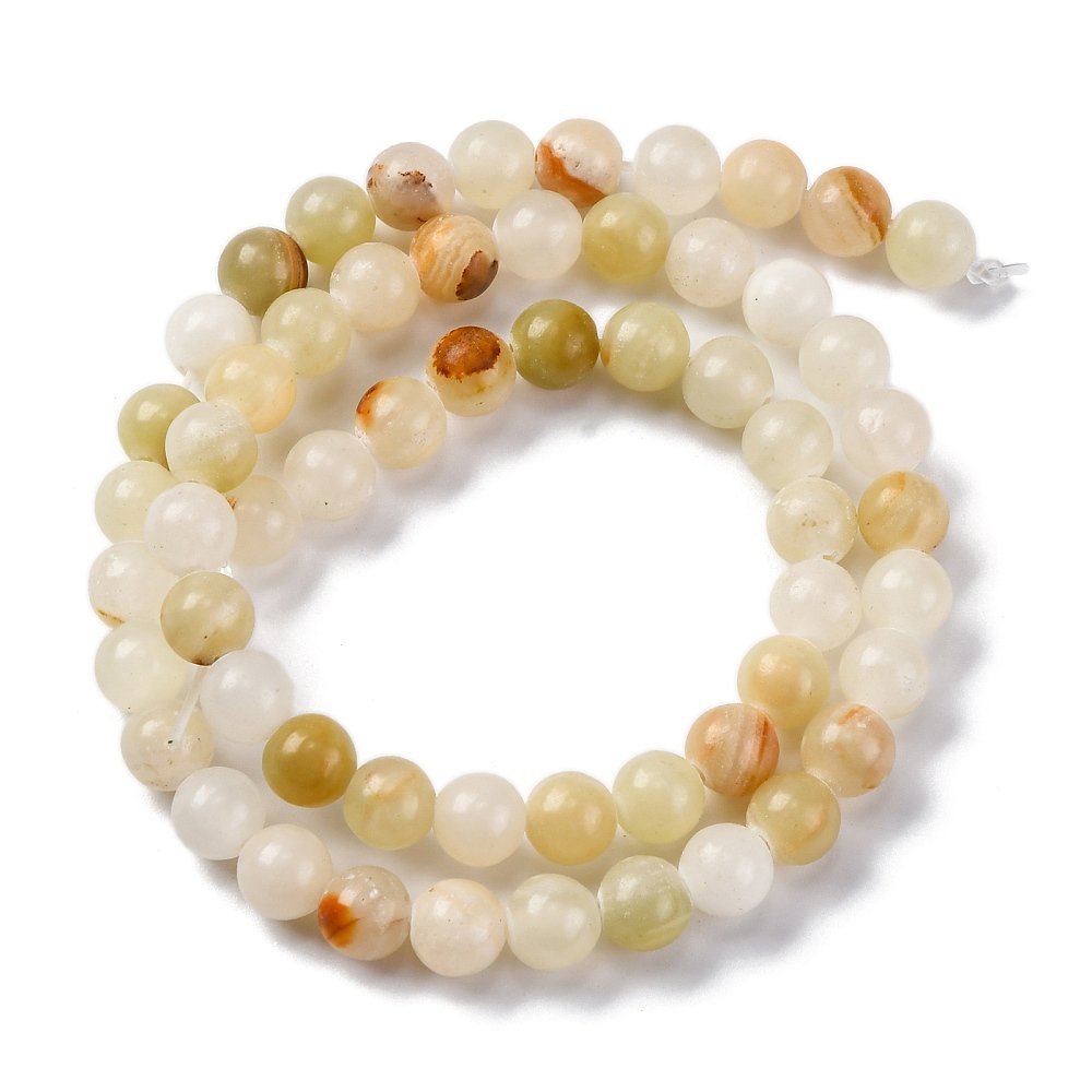 Green/Orange Calcite Beads Plain Round 6mm Strand Of 60+