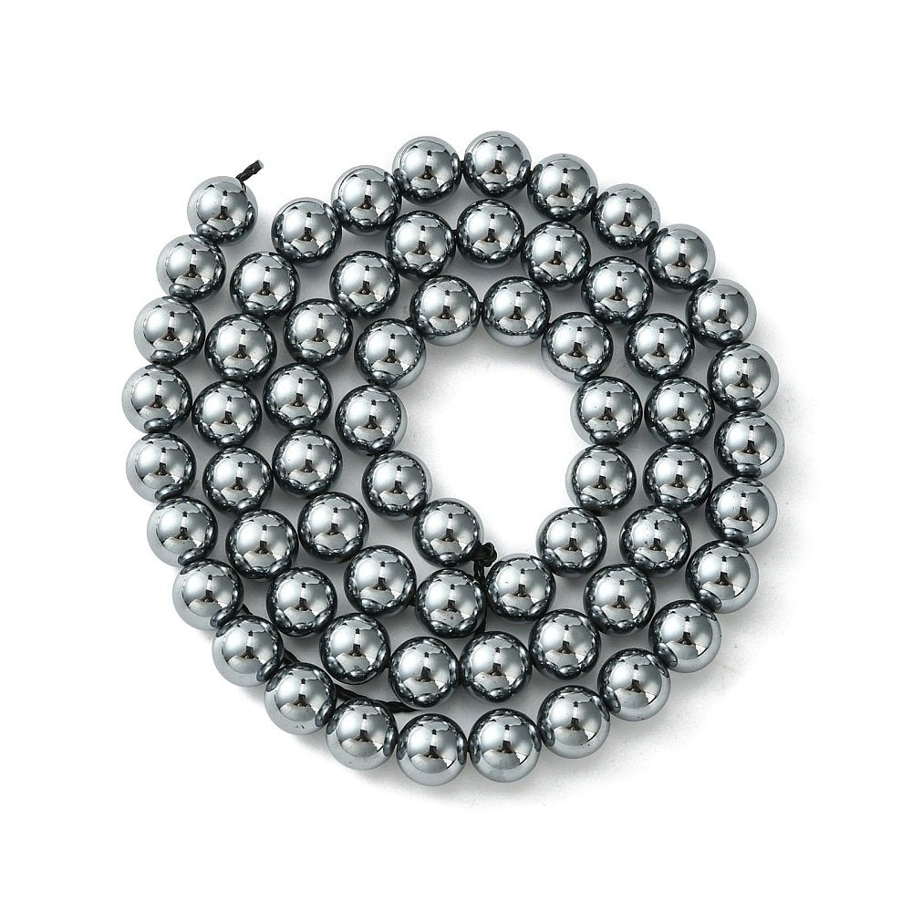 Silver Terahertz Beads Plain Round 6mm Strand Of 60+