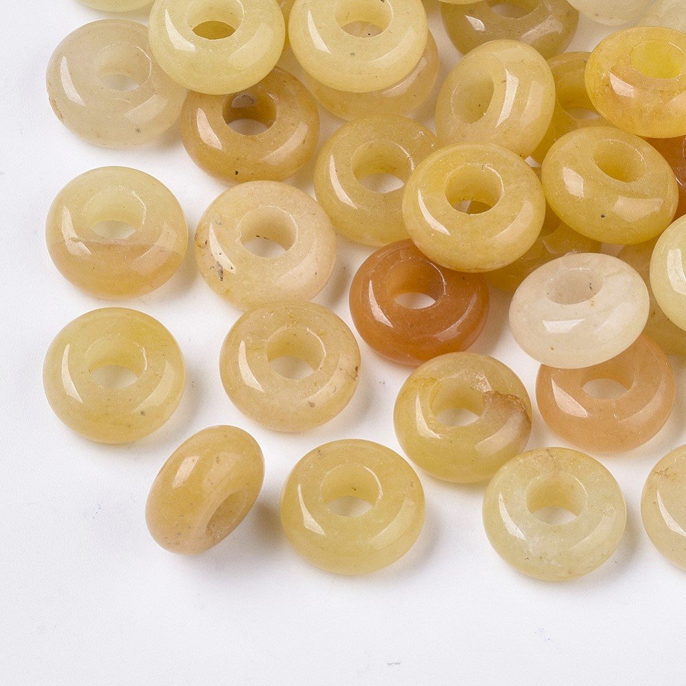 Yellow Honey Jade Beads Large Hole European 10 x 5mm Pack Of 10