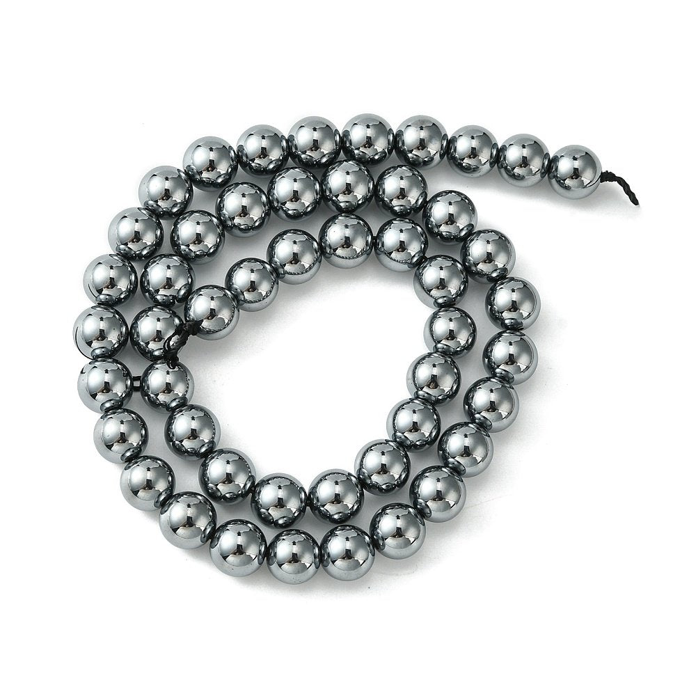 Silver Terahertz Beads Plain Round 8mm Strand Of 45+