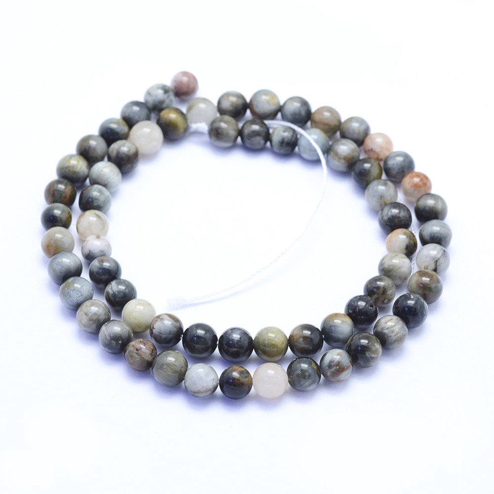 Grey Chrysoberyl (Cat Eye) Beads Plain Round 6mm Strand Of 60+
