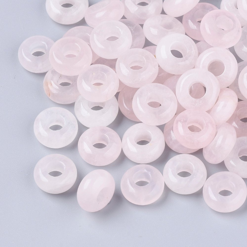 Pink Rose Quartz Beads Large Hole European 10 x 5mm Pack Of 10