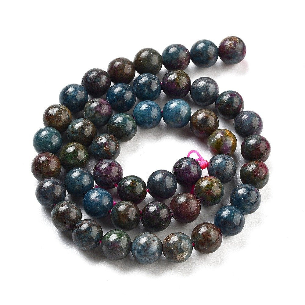 Blue/Red Ruby In Kyanite Beads Plain Round 6mm Strand Of 60+