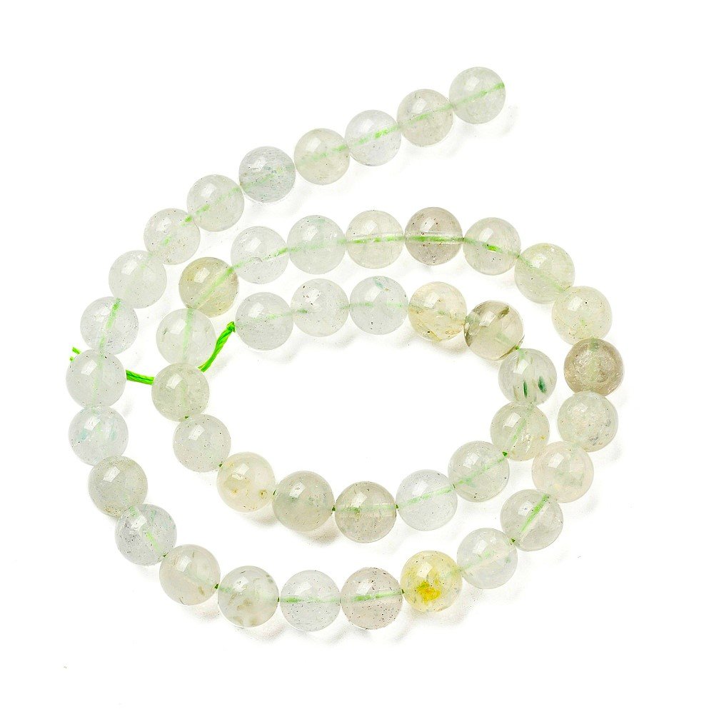 Green Beryl Beads Plain Round 8mm Strand Of 45+