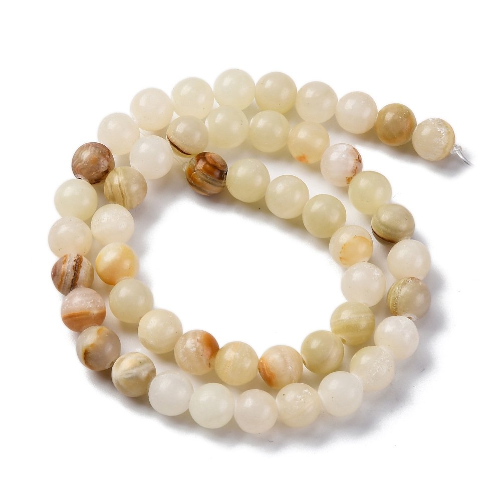 Green/Orange Calcite Beads Plain Round 8mm Strand Of 45+