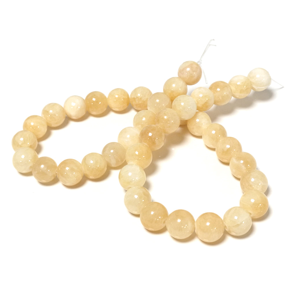 Yellow Honey Jade Beads Plain Round 10mm Strand Of 38+