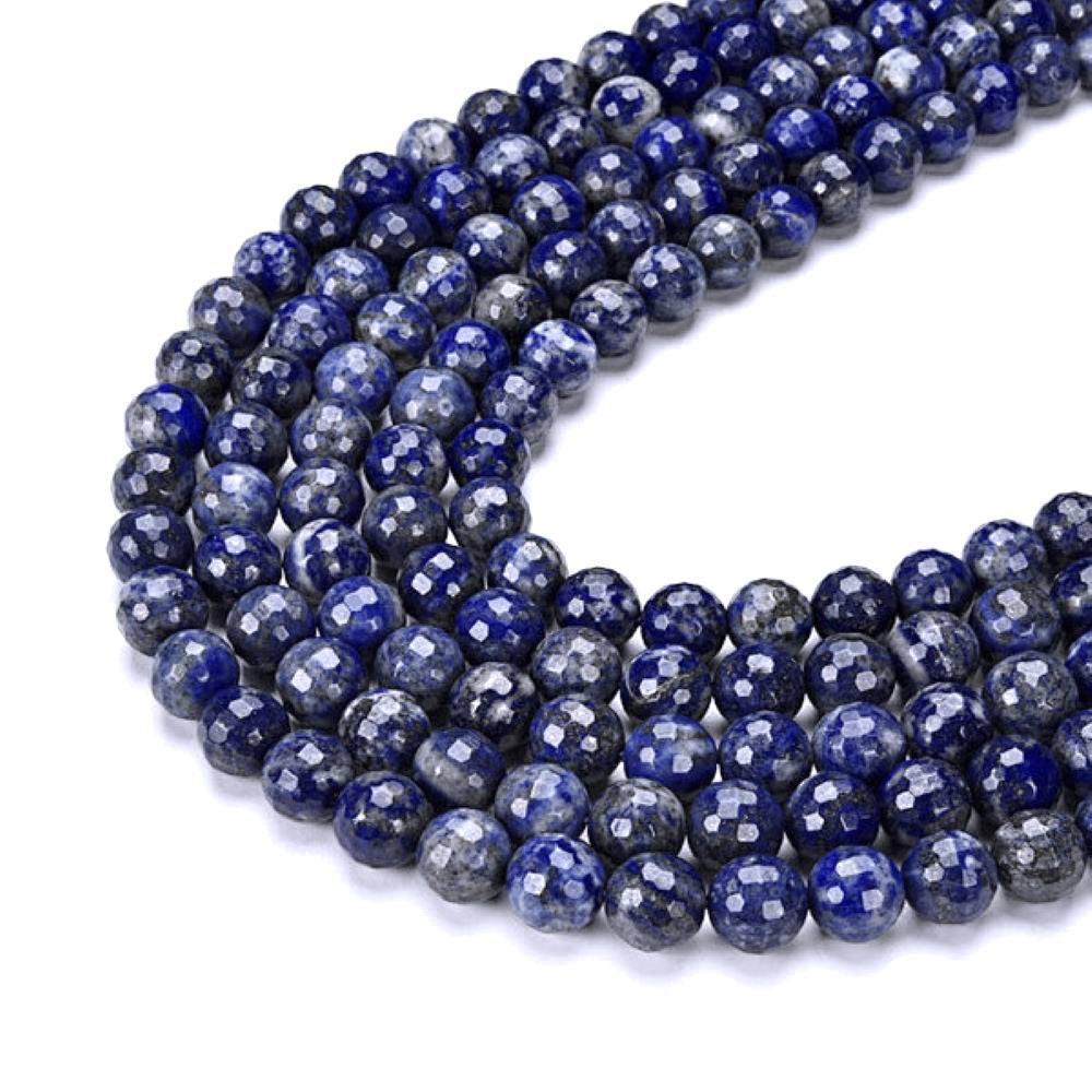 Blue Lapis Lazuli Beads Faceted Round 8mm Strand Of 45+