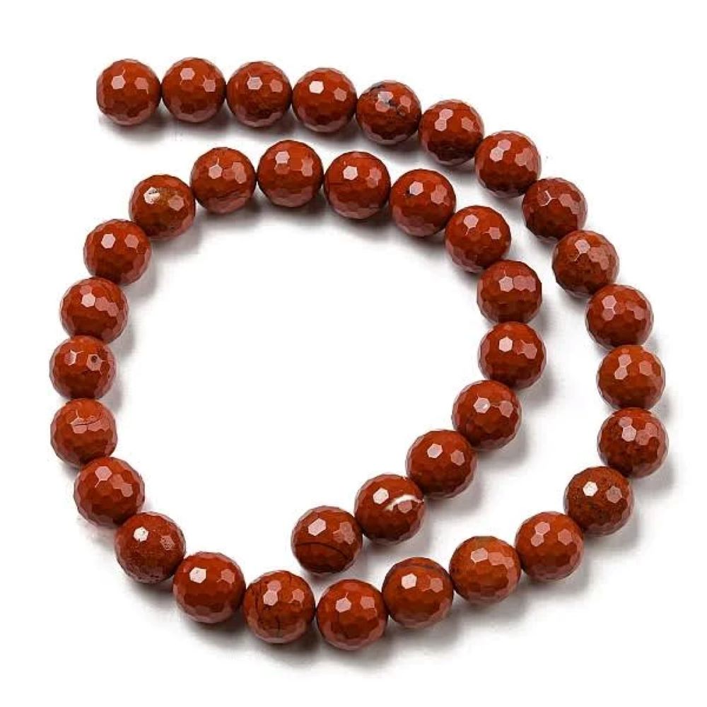 Red Jasper Beads Faceted Round 8mm Strand Of 40+