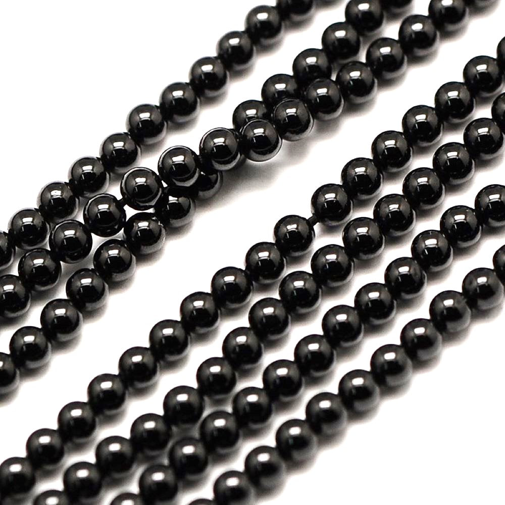 Black Spinel Beads Plain Round 3mm Strand Of 120+