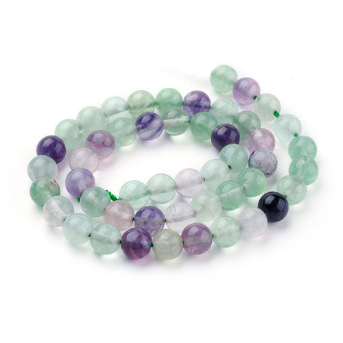 Green/Purple Rainbow Fluorite Beads Plain Round 8mm Strand Of 40+