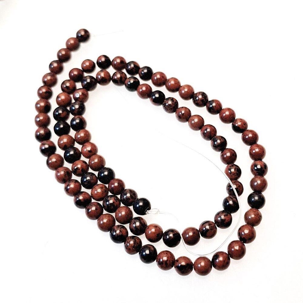 Brown/Black Mahogany Obsidian Beads Plain Round 4mm Strand Of 82+