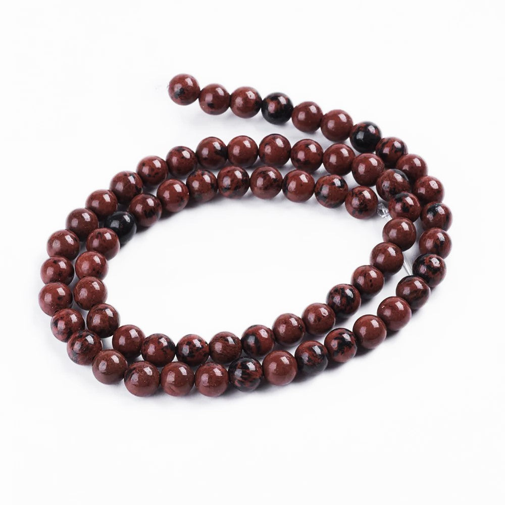 Brown/Black Mahogany Obsidian Beads Plain Round 6mm Strand Of 60+