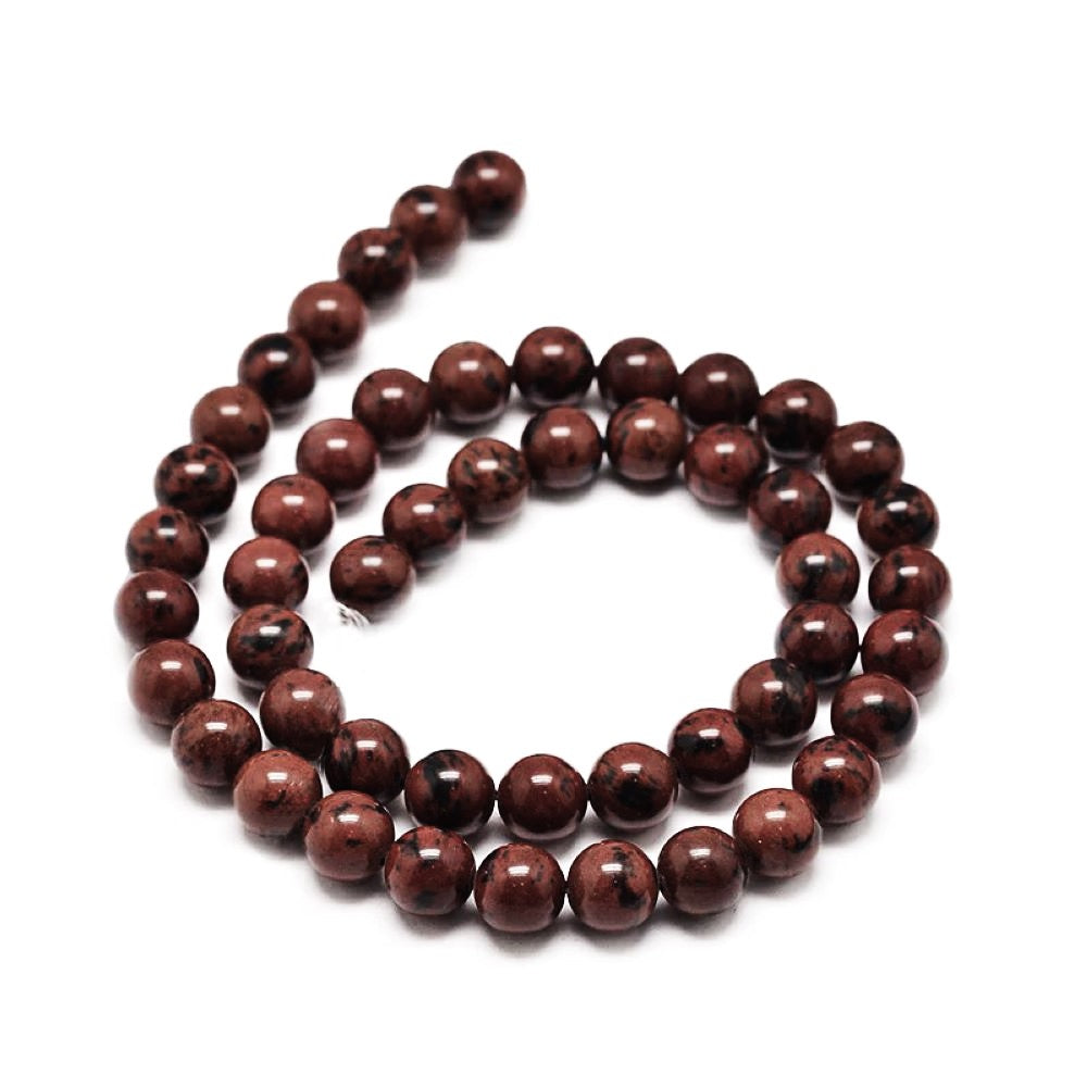 Brown/Black Mahogany Obsidian Beads Plain Round 8mm Strand Of 40+