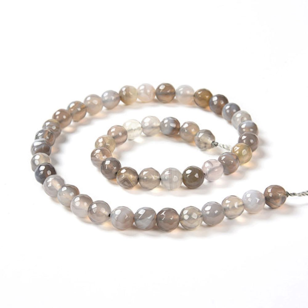Grey Banded Agate Beads Faceted Round 6mm Strand Of 60+