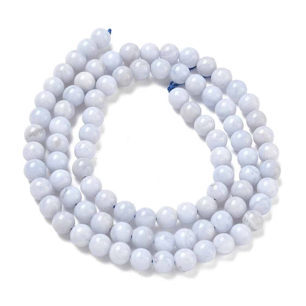 Blue Lace Agate Beads Plain Round 4mm Strand Of 92+