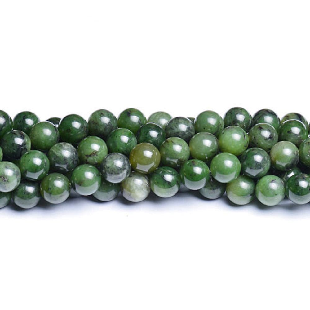 Green Nephrite Jade Beads Plain Round 8mm Strand Of 40+
