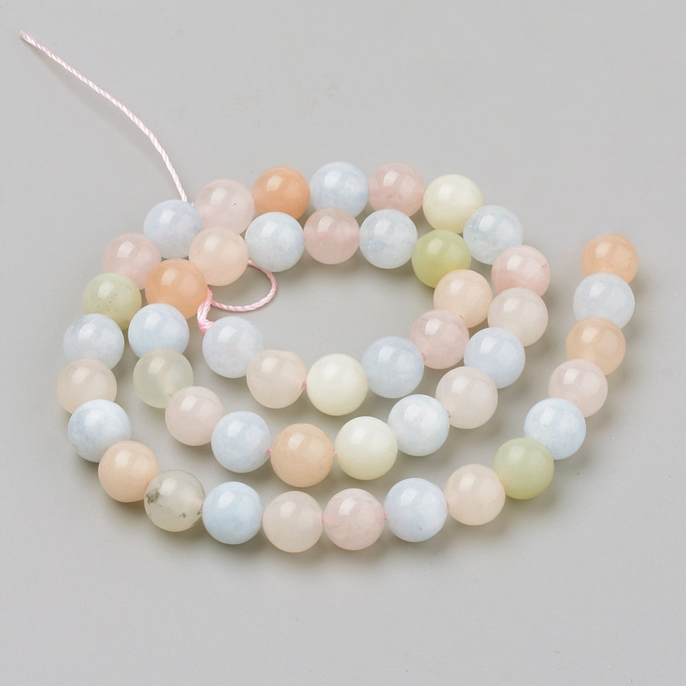 Mixed-Colour Beryl Beads Plain Round 8mm Strand Of 40+