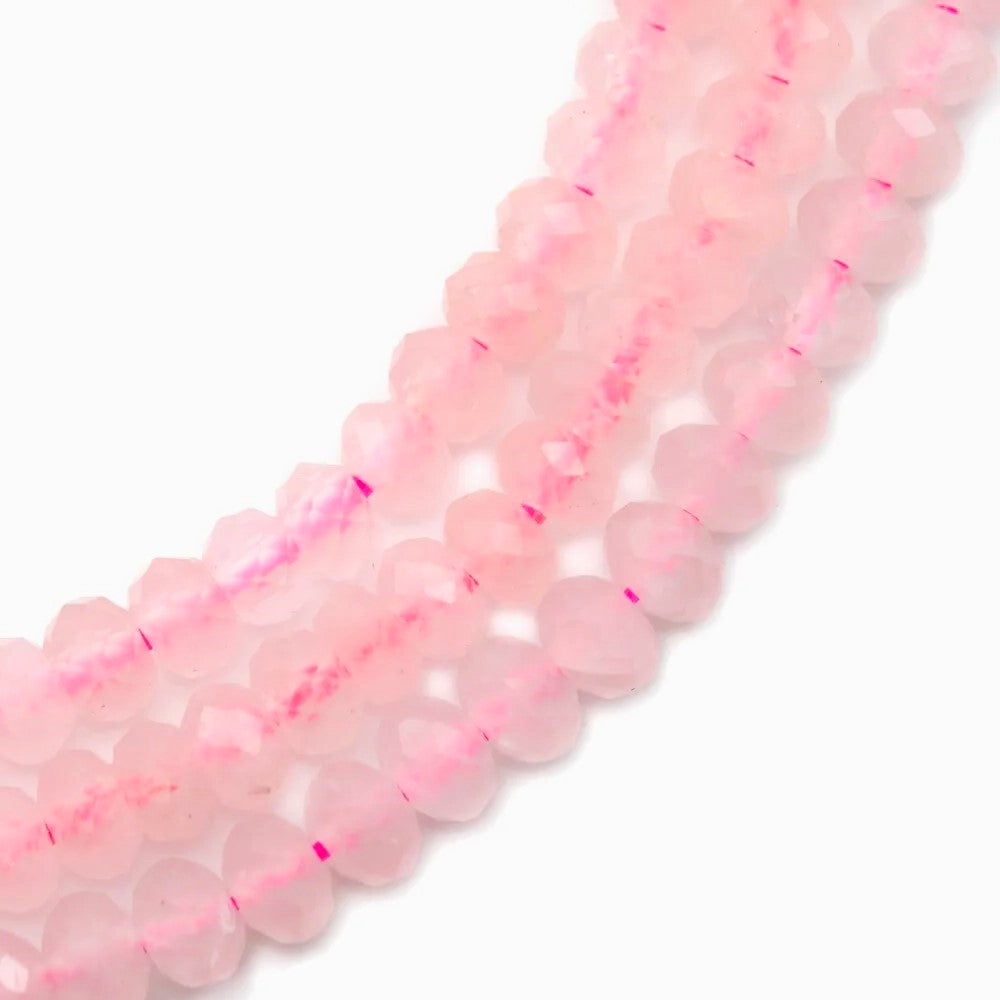 Pink Quartz Beads Faceted Rondelle 5x8mm Strand Of 70+