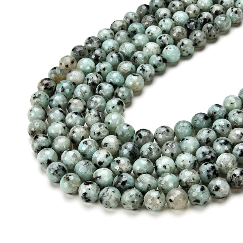 Blue/Grey Sesame Jasper Beads Faceted Round 6mm Strand Of 59+