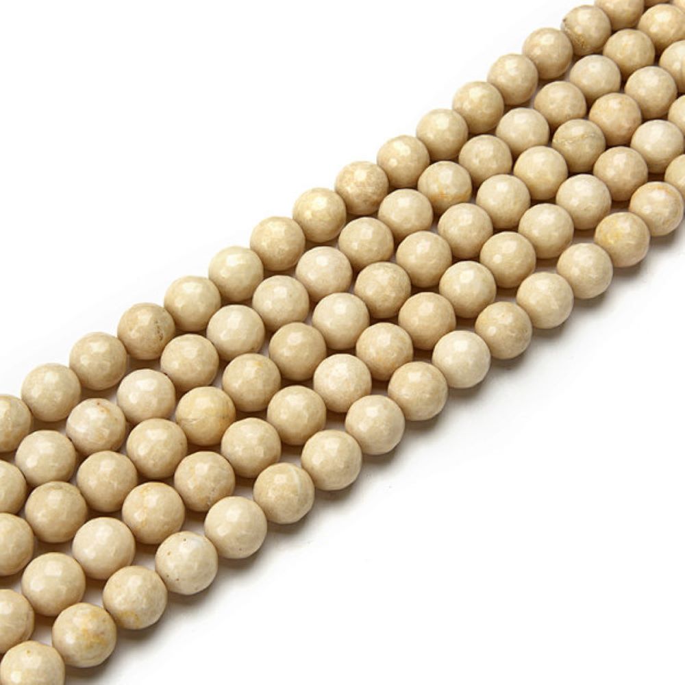 Cream Riverstone Beads Faceted Round 4mm Strand Of 90+