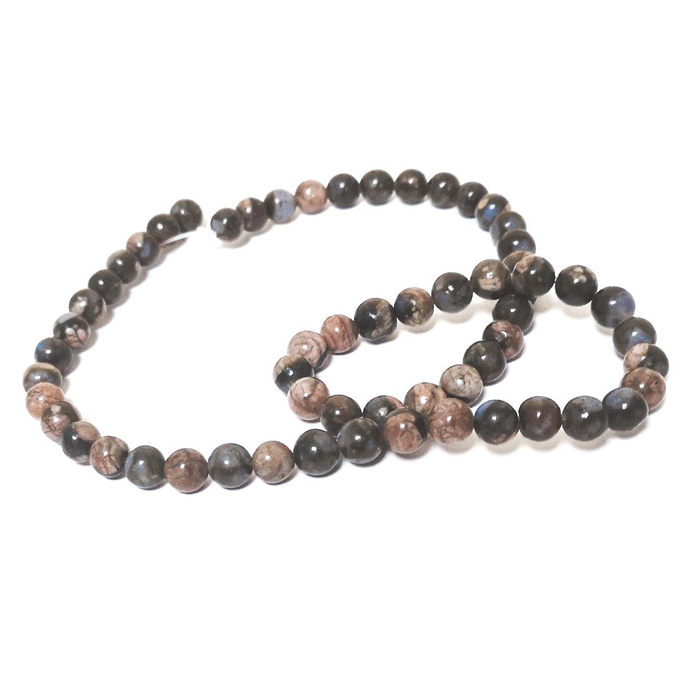 Blue/Brown African Opal Beads Plain Round 6mm Strand Of 60+