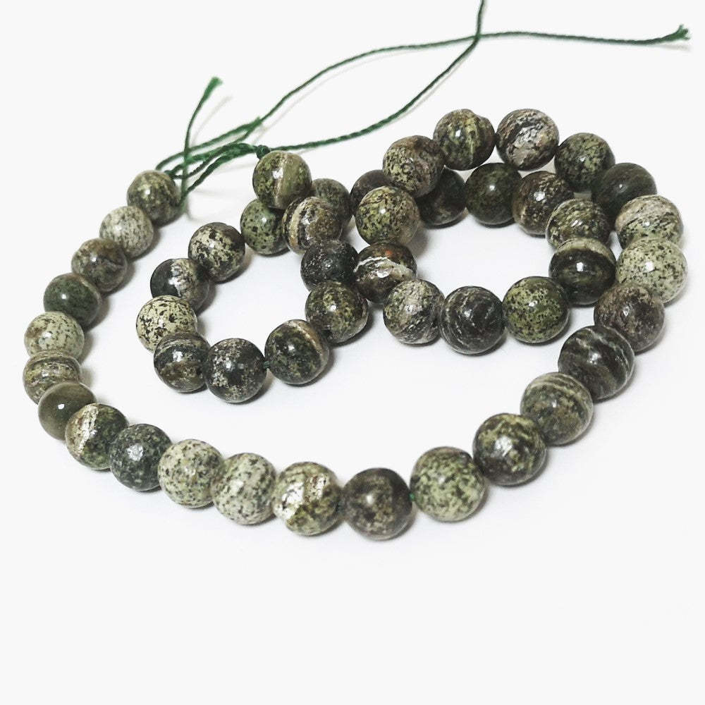 Green Mica Schist Beads Plain Round 8mm Strand Of 45+
