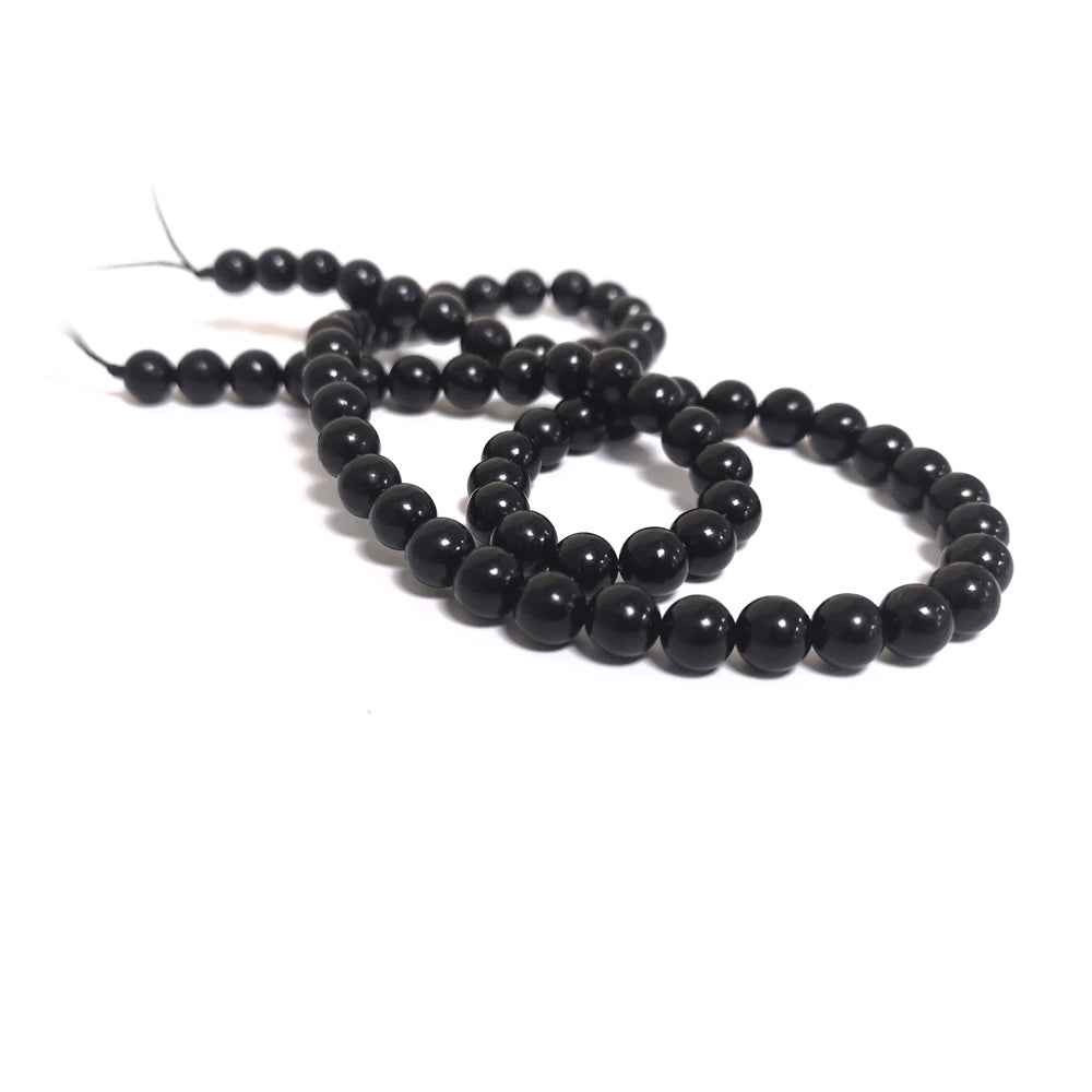 Black Jet Beads Plain Round 6mm Strand Of 60+