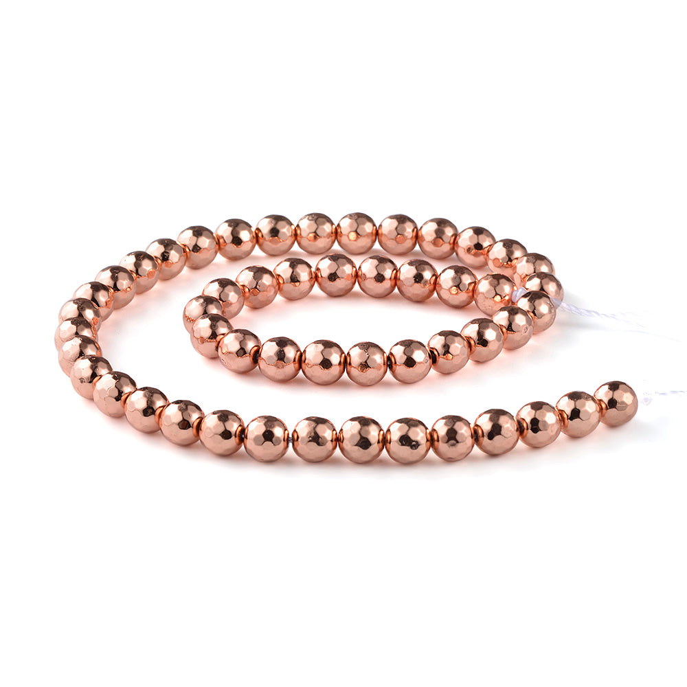 Rose Gold Hematite (Non Magnetic) Beads Faceted Round 8mm Strand Of 45+