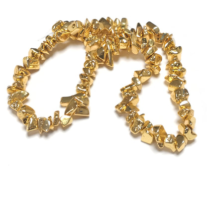 Gold Hematite (Non Magnetic) Beads Chip 3x6-8x11mm Strand Of 95+