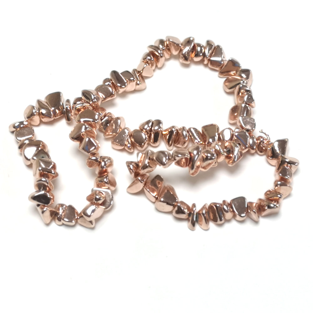 Rose Gold Hematite (Non Magnetic) Beads Chip 3x6-8x10mm Strand Of 90+