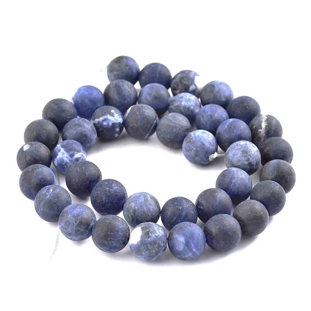 Blue Sodalite Beads Plain Round 6mm Frosted Strand Of 60+