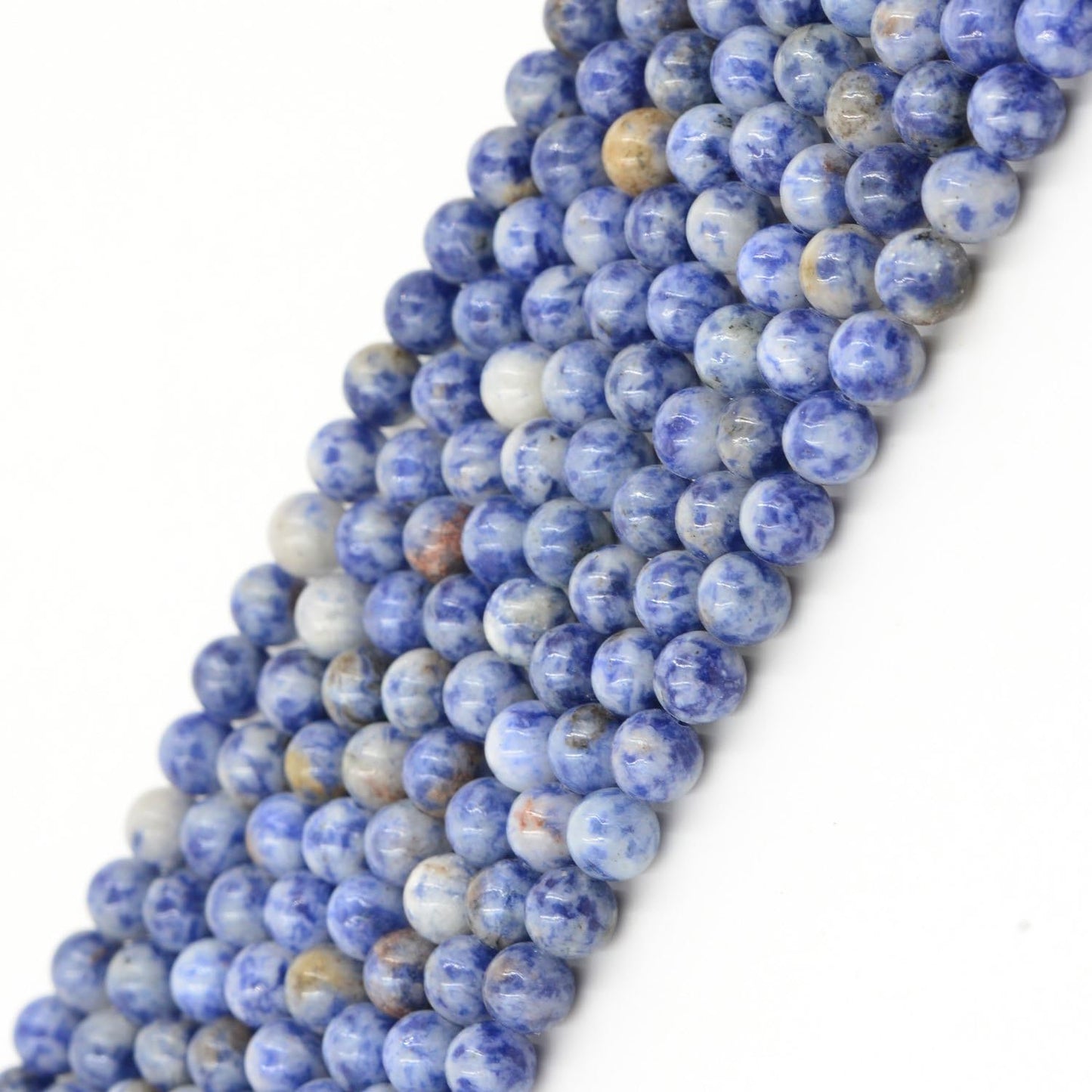 Blue/White Spot Jasper Beads Plain Round 4mm Strand Of 81+