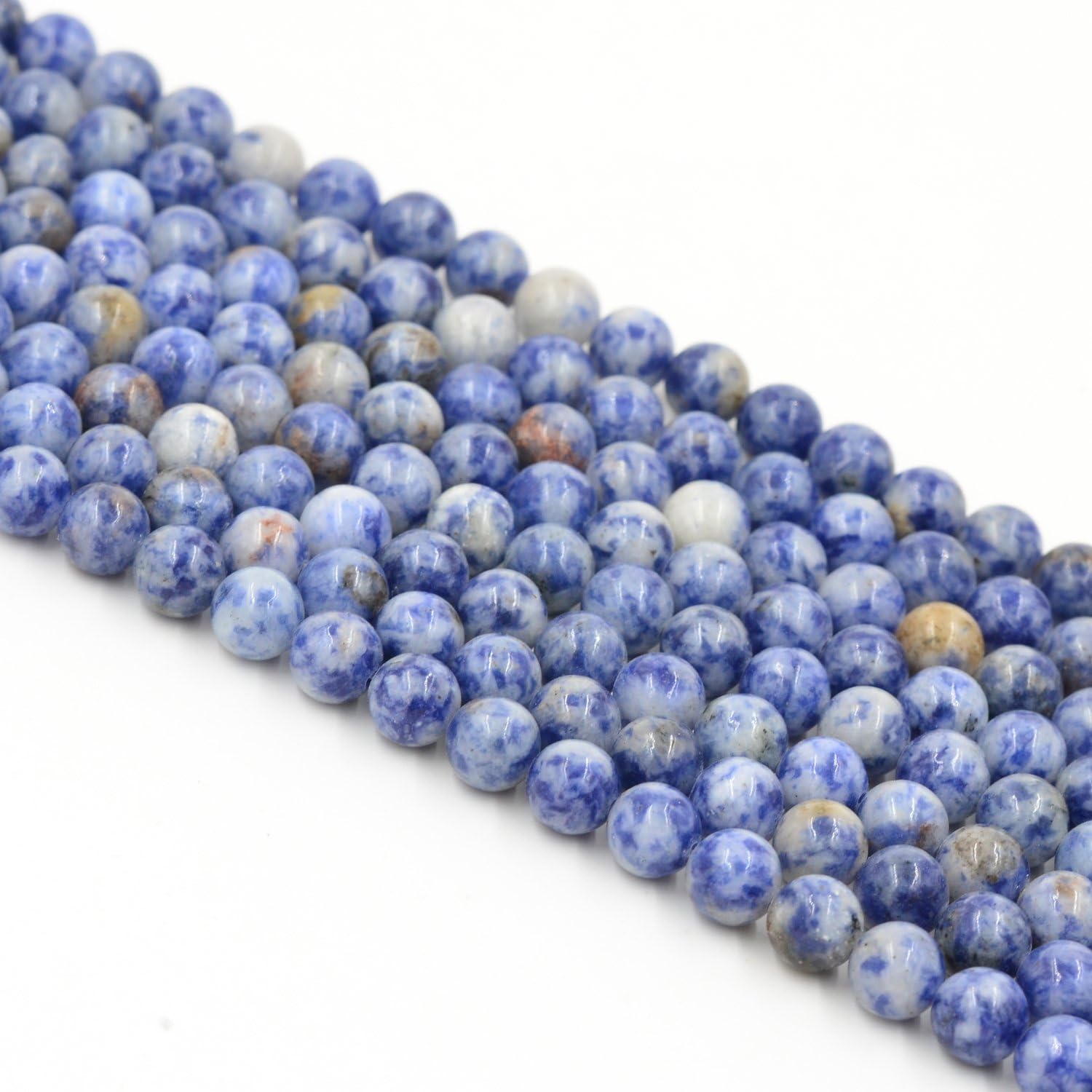 Blue/White Spot Jasper Beads Plain Round 4mm Strand Of 81+