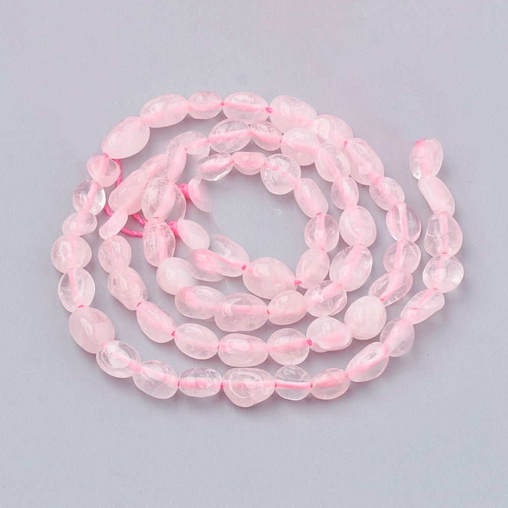Pink Rose Quartz Beads Smooth Nugget Approx 4x3-5x8mm Strand Of 63+
