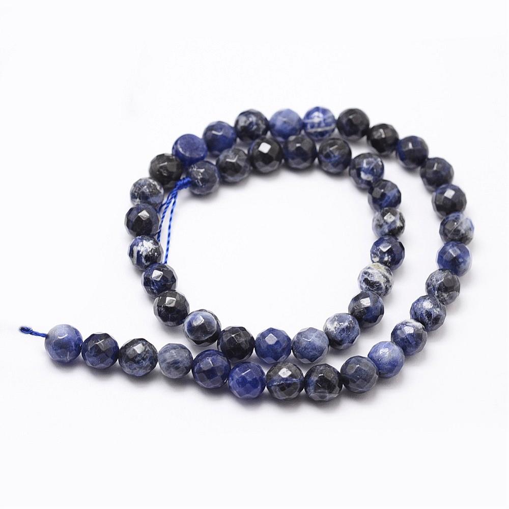 Blue Sodalite Beads Faceted Round 6mm Strand Of 60+