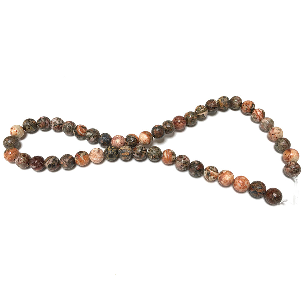 Multicolour Leopardskin Jasper Beads Plain Round 8mm Strand Of 45+