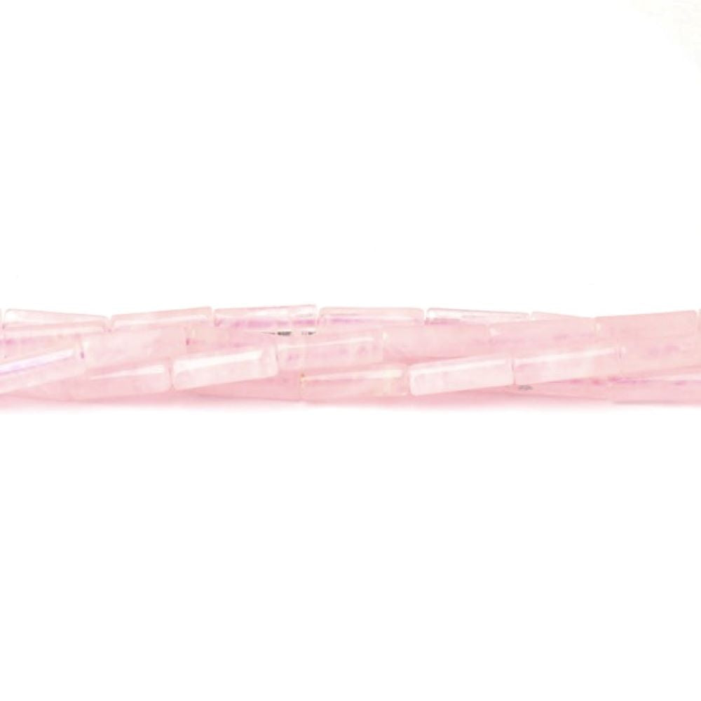 Pink Rose Quartz Beads Plain Tube 4x13mm Strand Of 28+