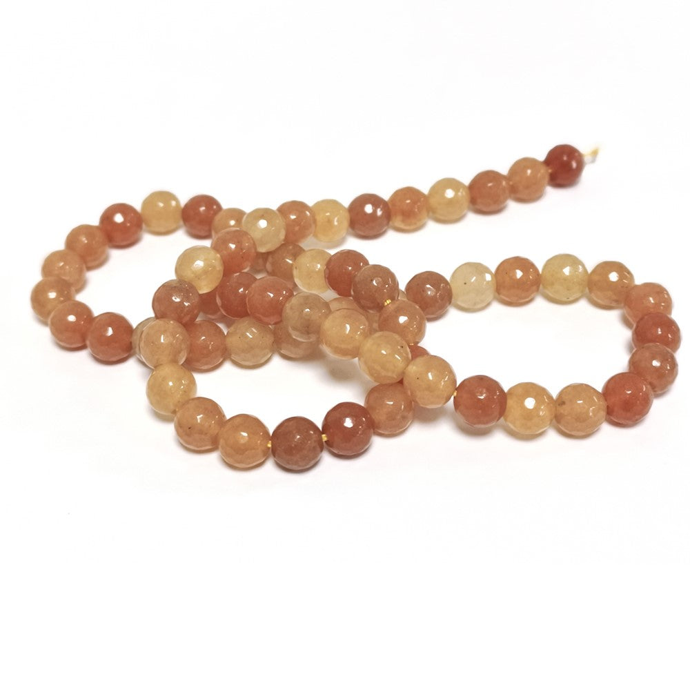 Orange Aventurine Beads Faceted Round 6mm Strand Of 57+