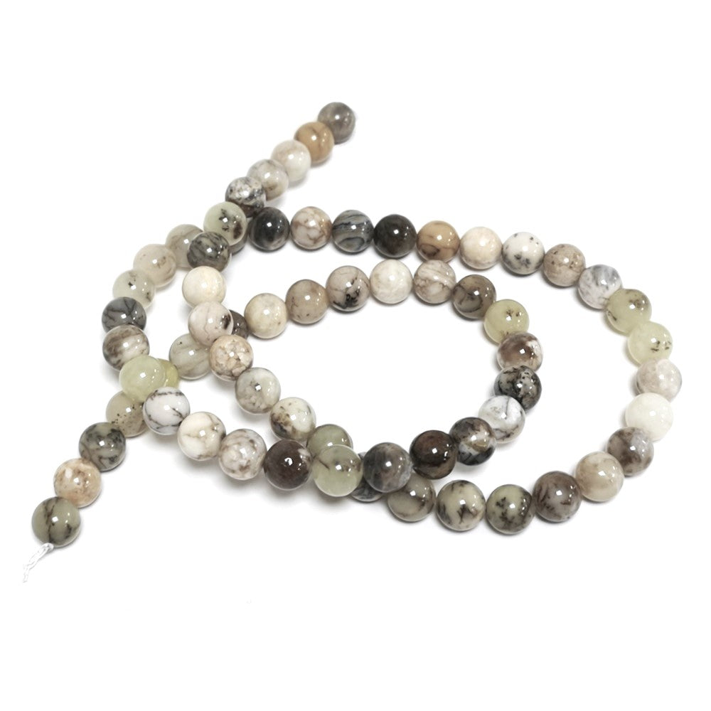 Yellow/Mixed Dendritic Agate Beads Plain Round 6mm Strand Of 60+