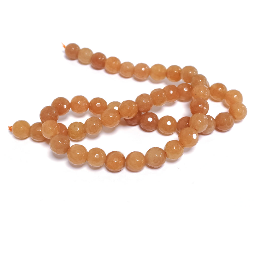 Orange Aventurine Beads Faceted Round 8mm Strand Of 45+