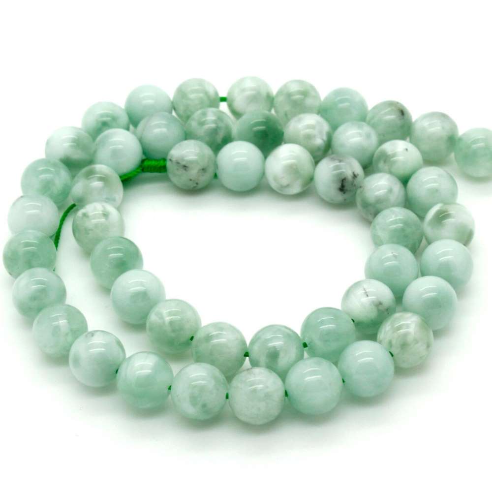 Pale Green Angelite Beads Plain Round 6mm Strand Of 60+