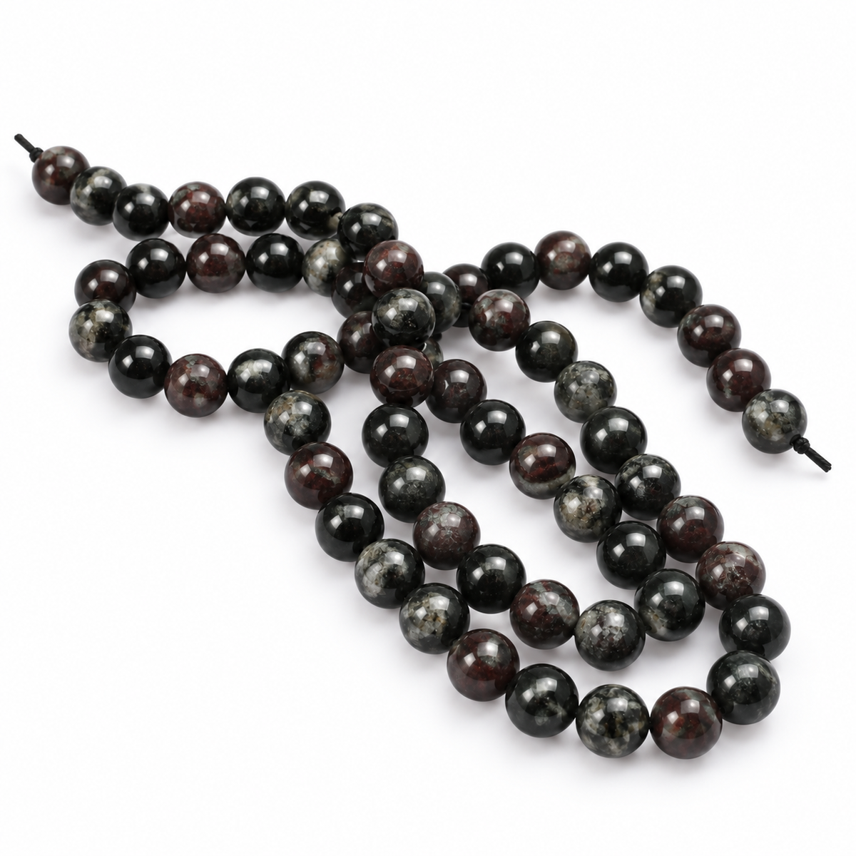 Black/Red Garnet in Astrophyllite Beads Plain Round 6mm Strand Of 60+