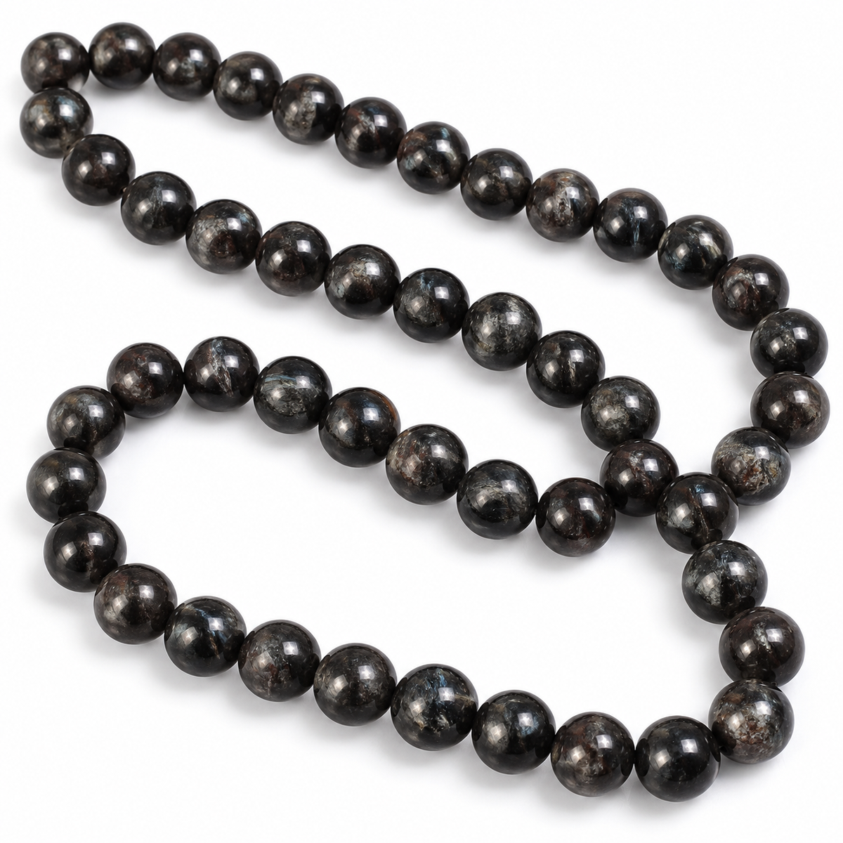 Black Arfvedsonite Beads Plain Round 8mm Strand Of 45+