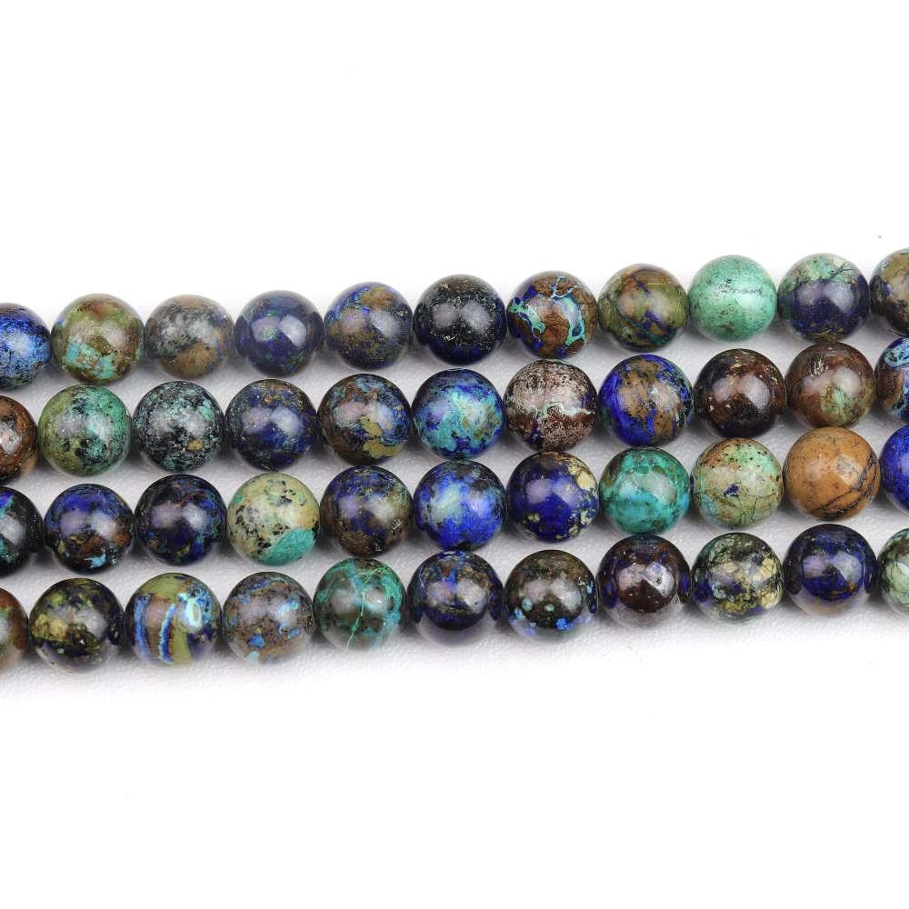 Turquoise/Brown Azurite Beads Plain Round 6mm Strand Of 60+
