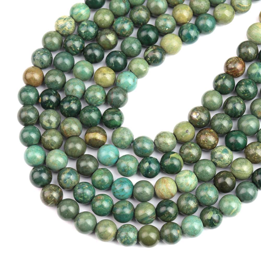 Green Verdite Beads Plain Round 8mm Strand Of 45+