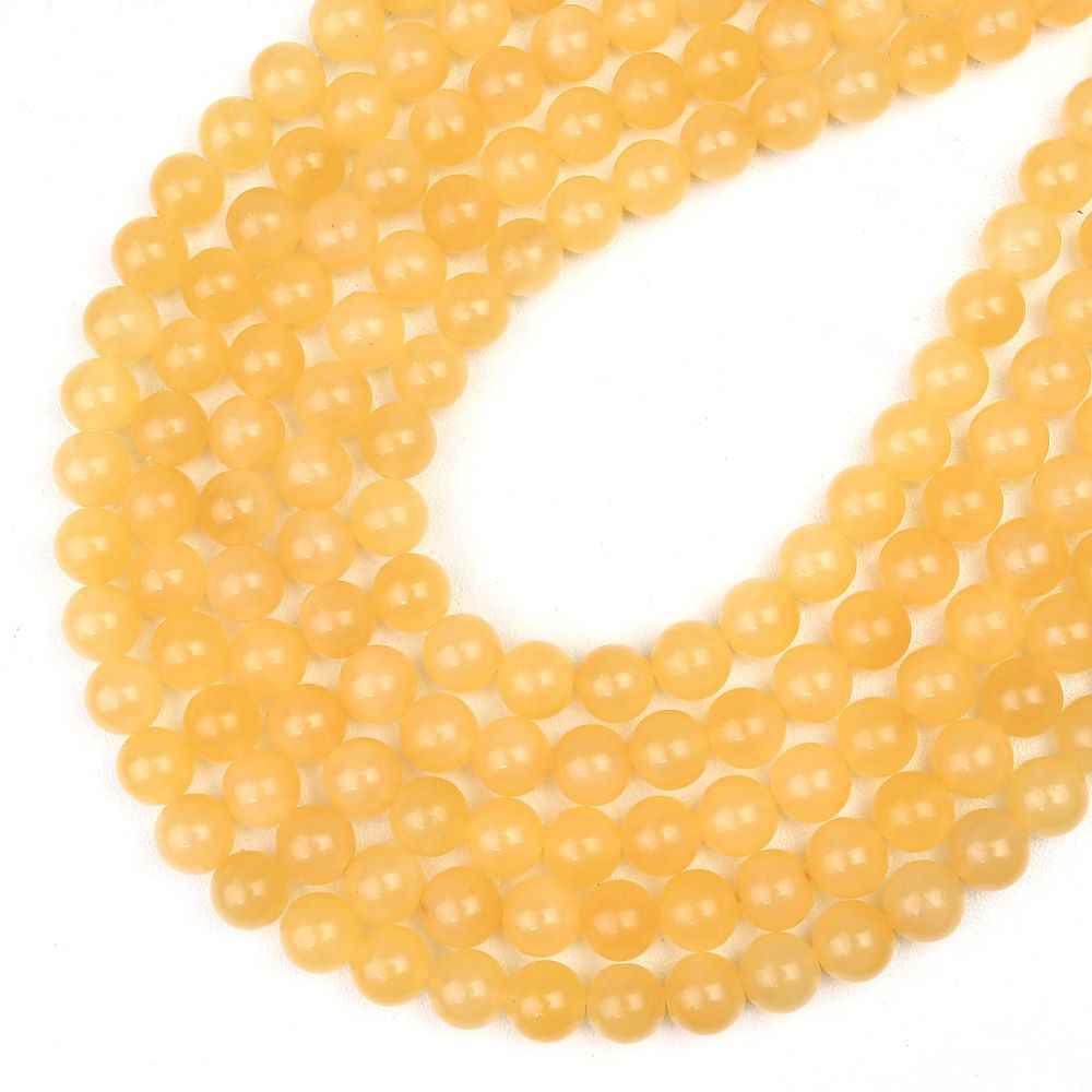 Yellow Aragonite Beads Plain Round 6mm Strand Of 60+