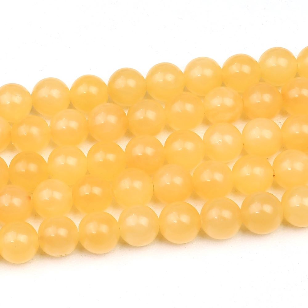 Yellow Aragonite Beads Plain Round 8mm Strand Of 45+
